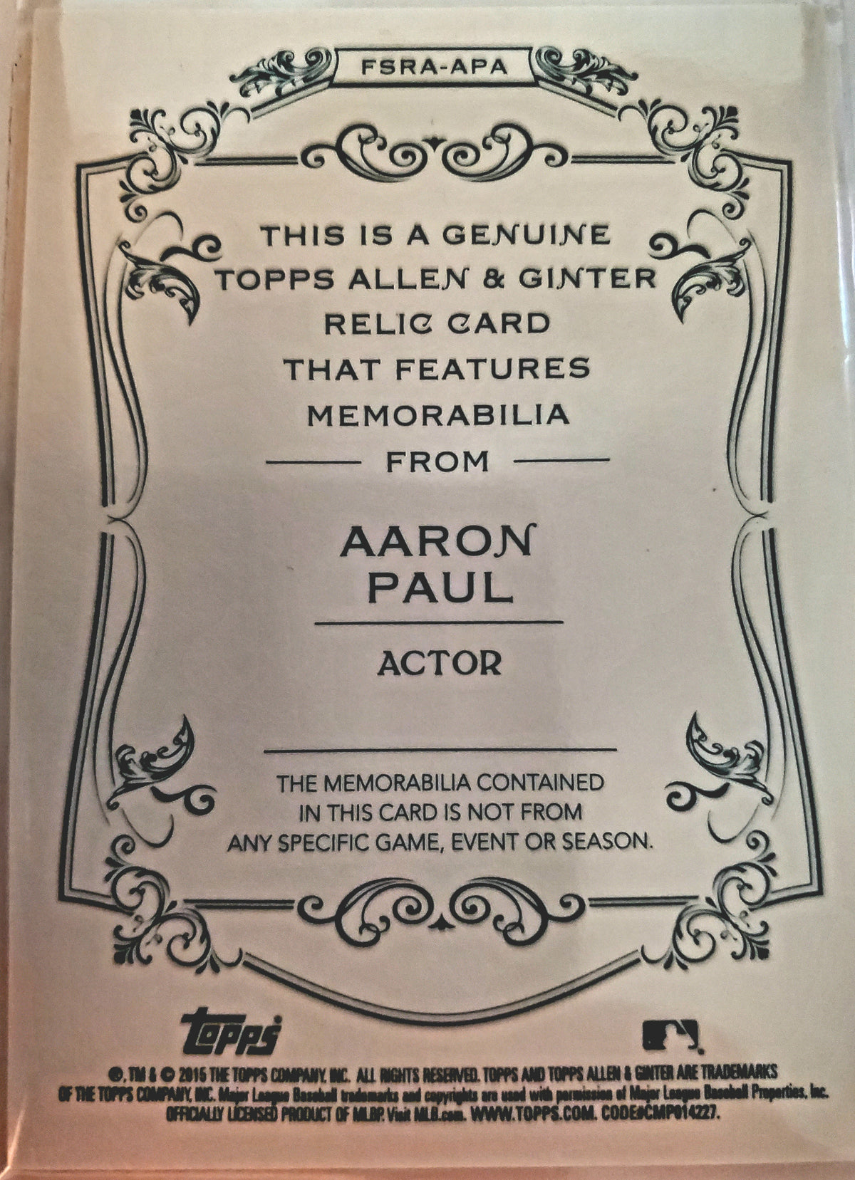Allen & Ginter Aaron Paul Relic