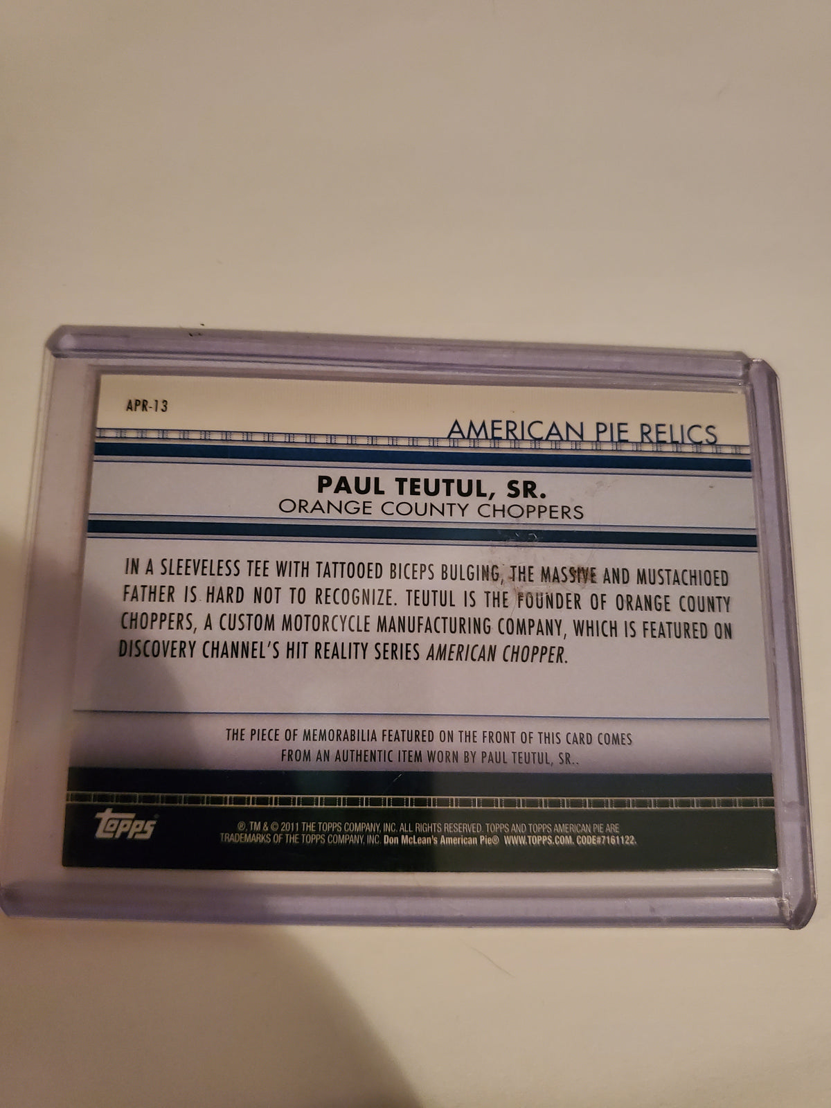 Topps American Pie Paul Teutul Sr. Relic